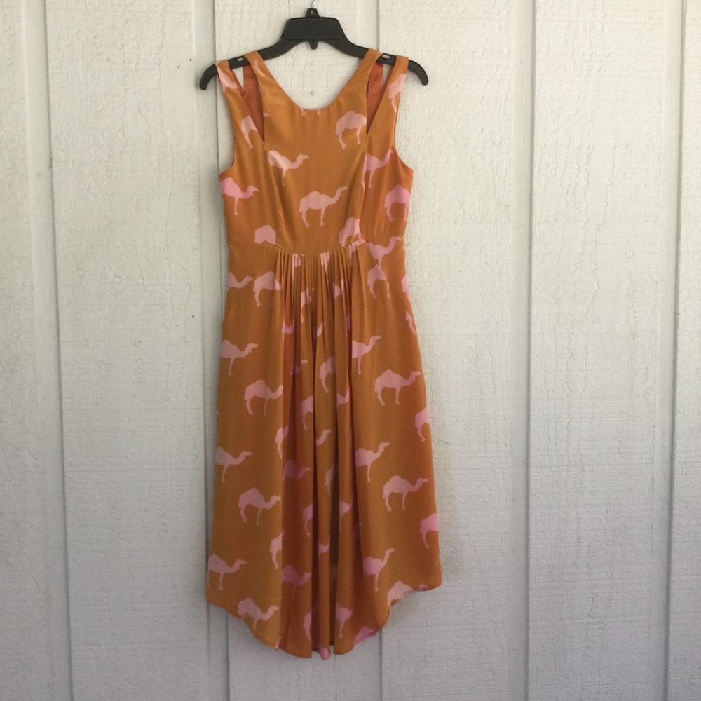 Anthro Charlotte Taylor Silk Dromedary Camel Midi